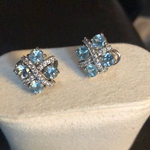 Judith Ripka blue topaz sterling silver earrings